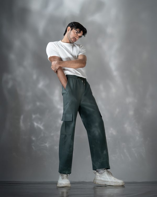 Men's Baggy Fit Cargo Pants in Muted Dark Green - Image 6