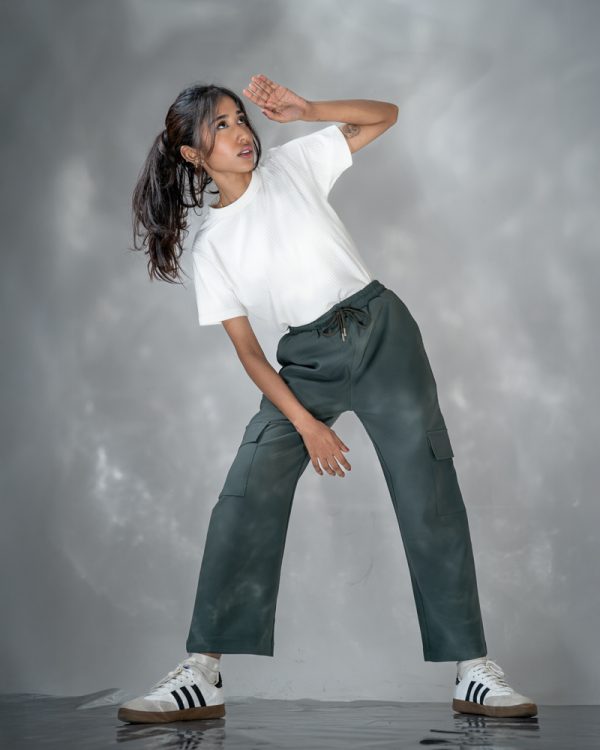 Women's Baggy Fit Cargo Pants in Muted Dark Green - Image 7
