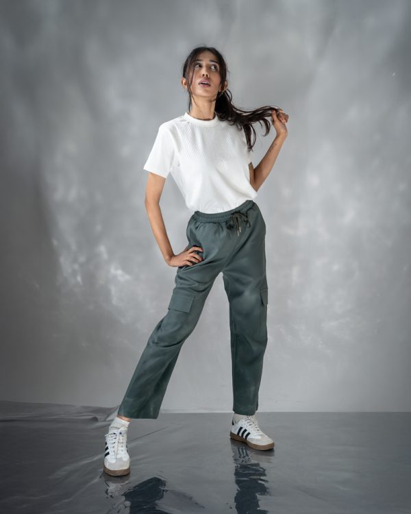 Women's Baggy Fit Cargo Pants in Muted Dark Green - Image 8