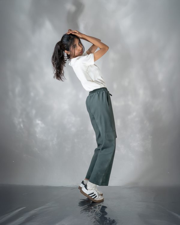 Women's Baggy Fit Cargo Pants in Muted Dark Green - Image 5