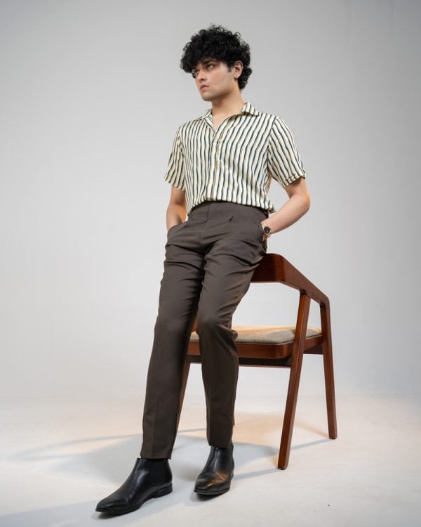 Men’s Dark Brown Classic Pleated Gurkha Pants with New Belt - Image 5