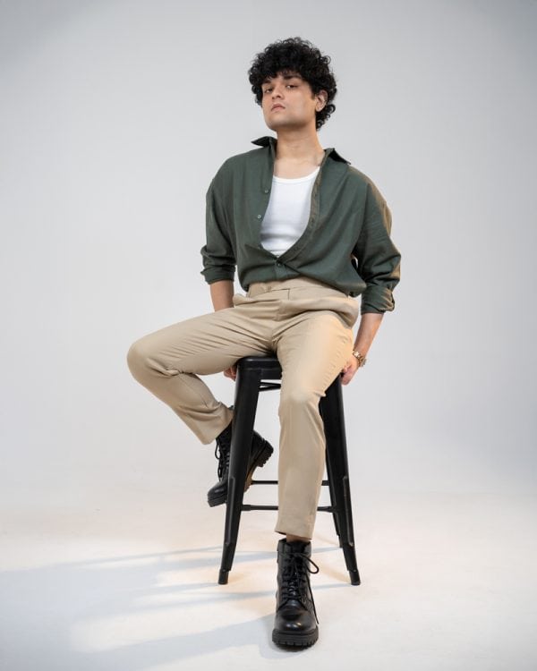 Men’s Cream Classic Pleated Gurkha Pants with New Belt - Image 5