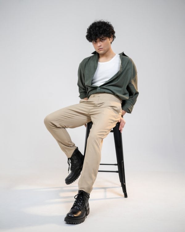 Men’s Cream Classic Pleated Gurkha Pants with New Belt - Image 7