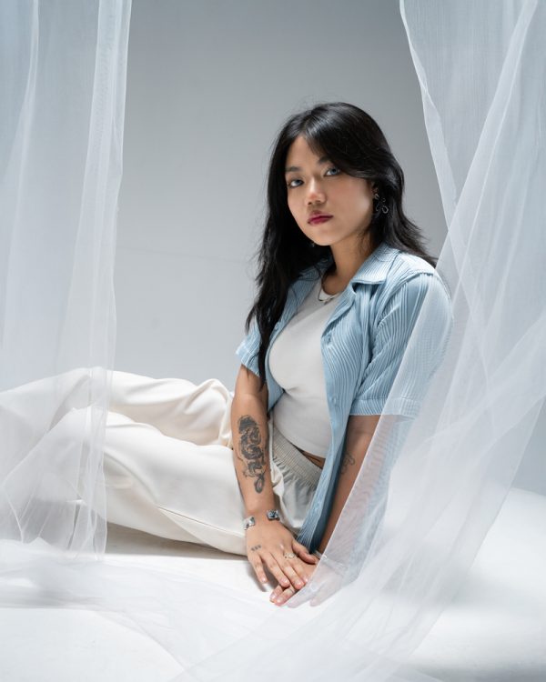 Women's Wavy Patterned Half Sleeve Cuban in Sky blue - Image 11