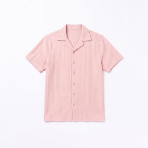 Multi Knit Patterned Cuban Shirt in Pink