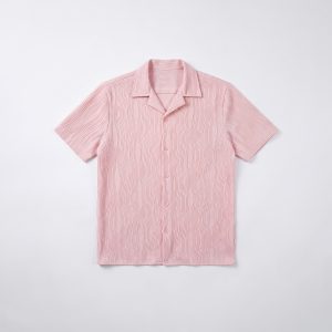 Wavy Patterned Cuban Shirt in Baby Pink