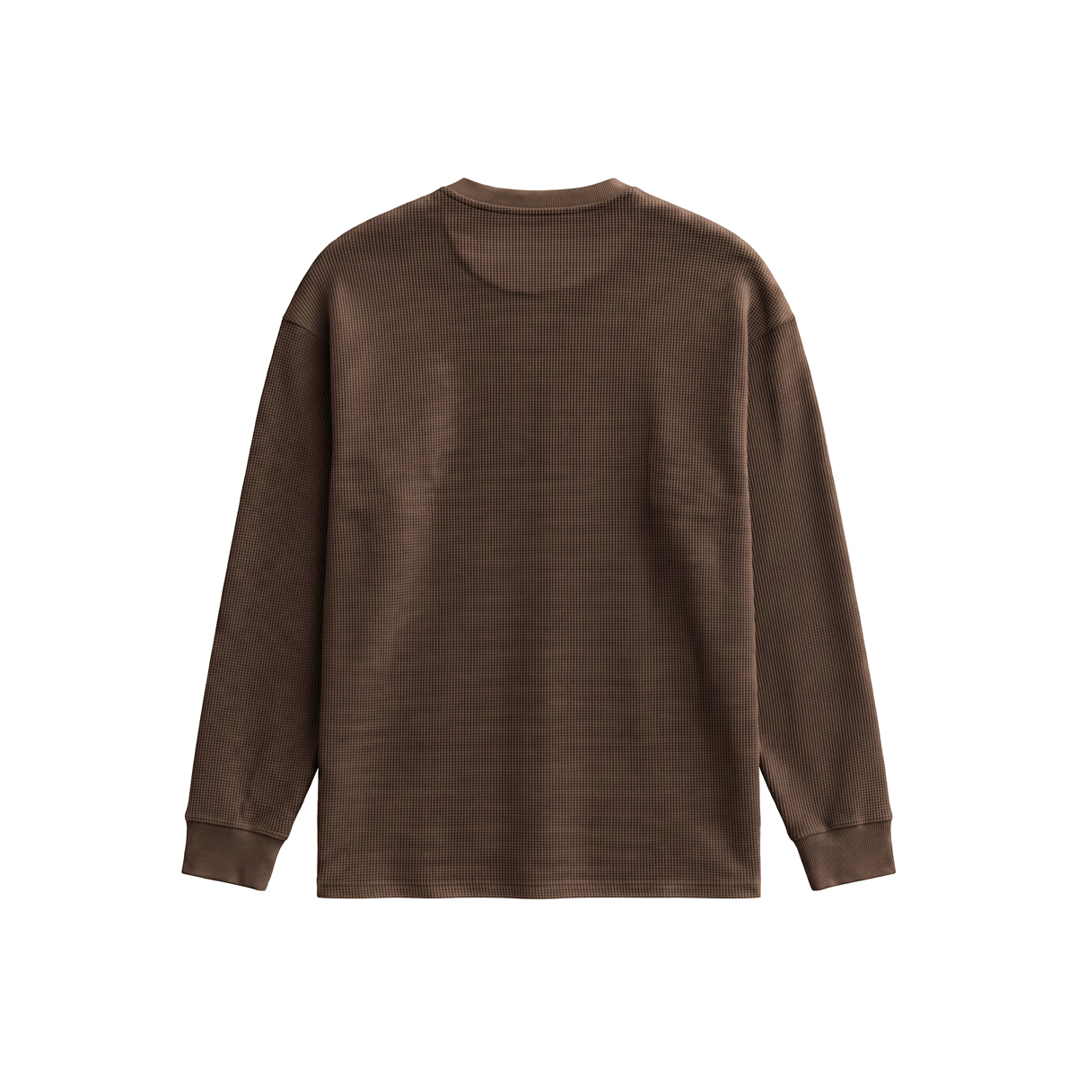 Unisex Henley Full Sleeve Waffle Textured T-shirt in Espresso - Image 2
