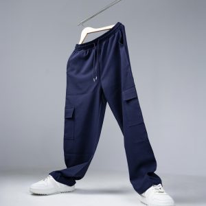 Men's Baggy Fit Cargo Pants in Deep Blue