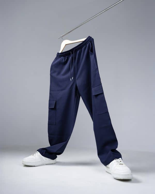 Men's Baggy Fit Cargo Pants in Deep Blue
