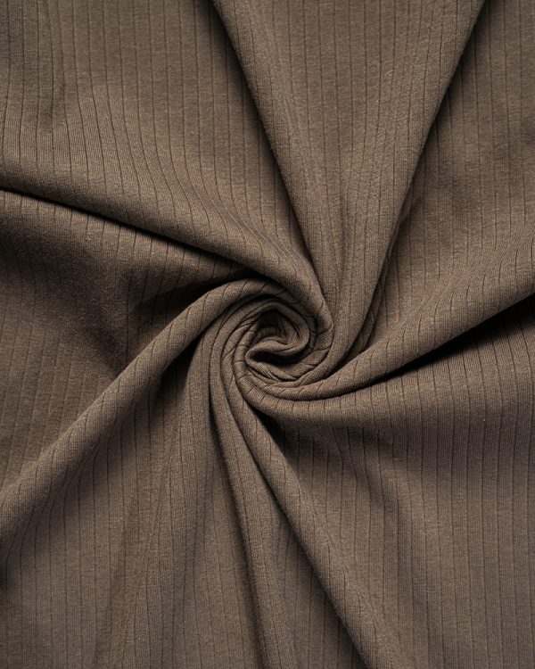 Premium Soft Textured Crewneck T-shirt in Walnut Brown With Stripes - Image 2