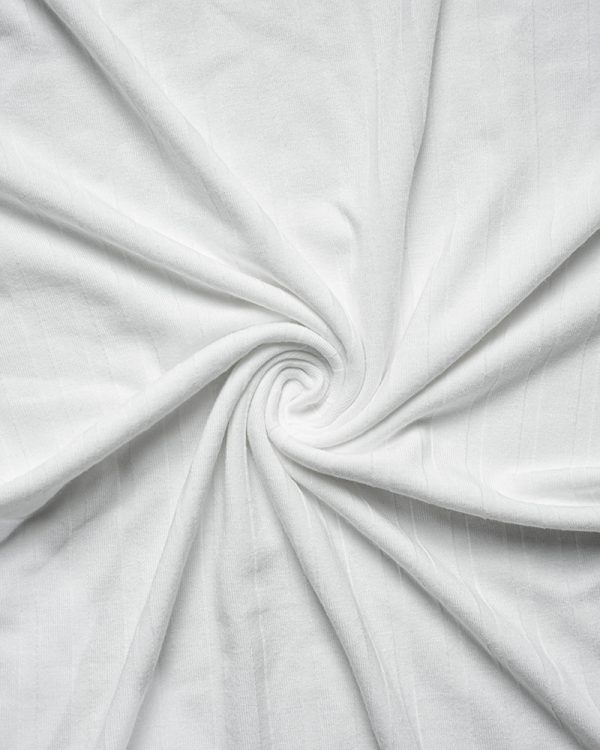 Premium Soft Textured Crewneck T-shirt in White With Thick Lines - Image 2