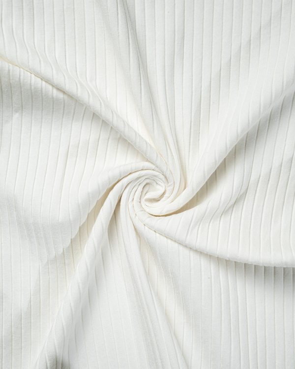 Premium Soft Textured Crewneck T-shirt in White With Stripes - Image 2