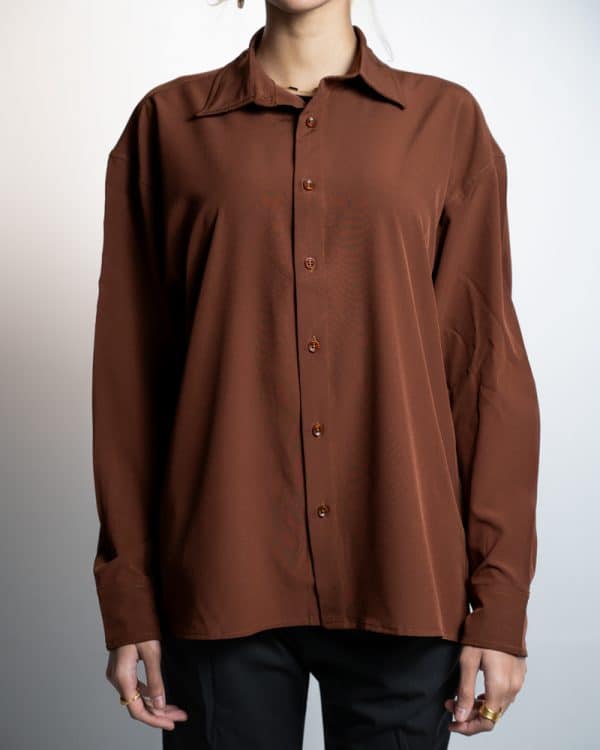 Women’s Oversized Flow Shirt in Cognac Brown - Image 2