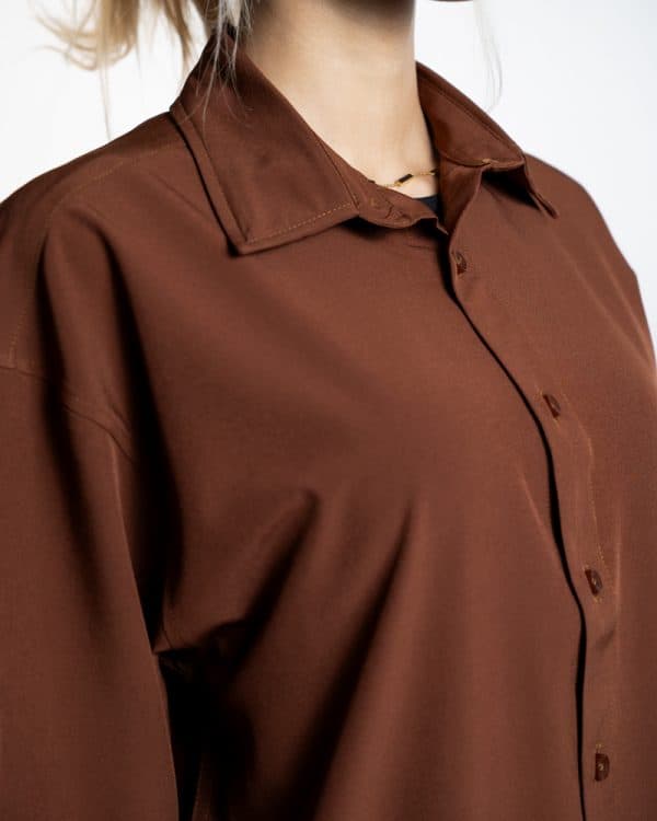Women’s Oversized Flow Shirt in Cognac Brown - Image 3