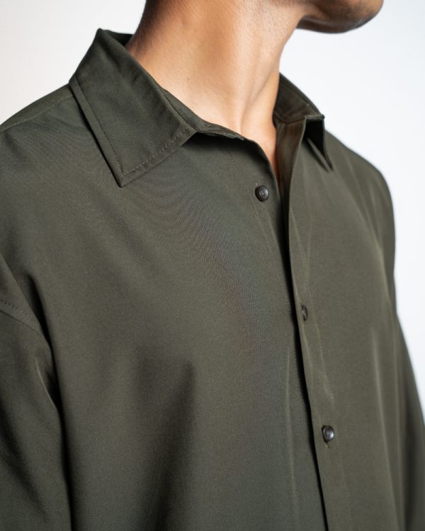 Men’s Oversized Flow Shirt in Olive Green - Image 3