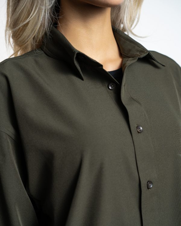 Women’s Oversized Flow Shirt in Olive Green - Image 3
