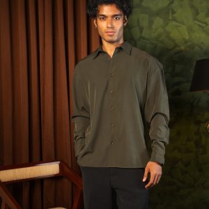 Men’s Oversized Flow Shirt in Olive Green