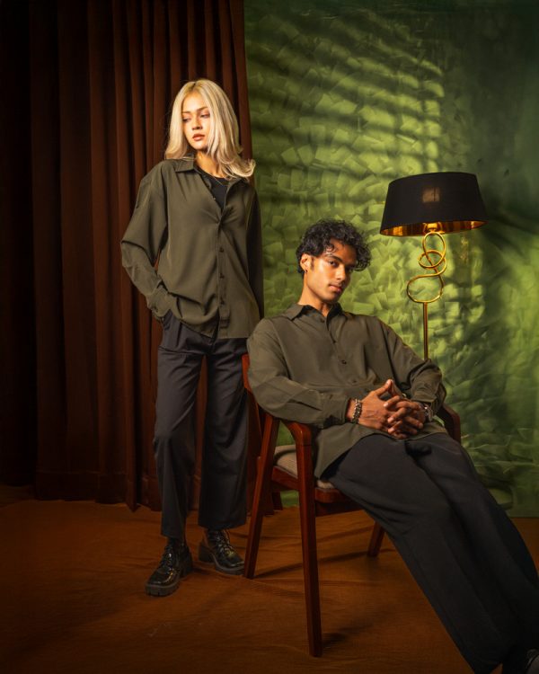 Men’s Oversized Flow Shirt in Olive Green - Image 6