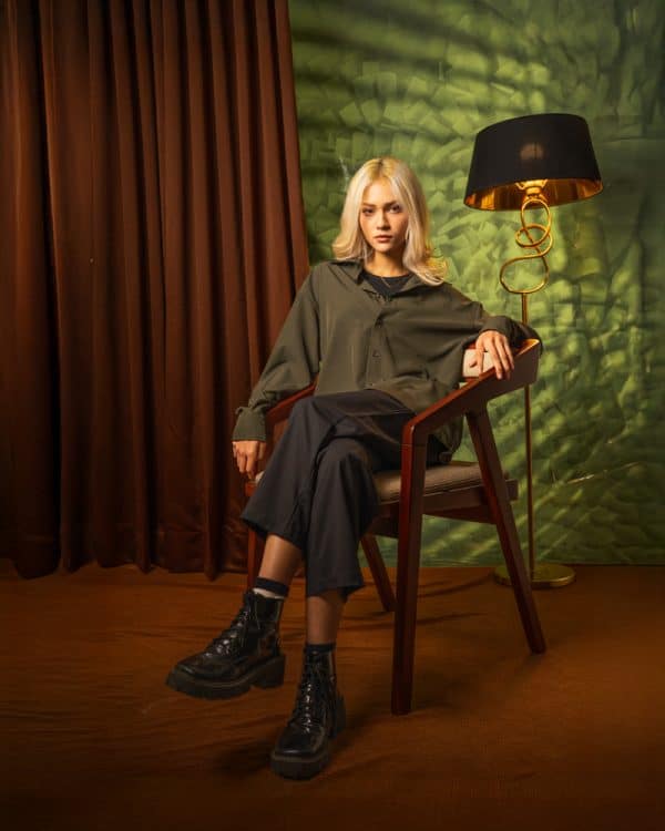 Women’s Oversized Flow Shirt in Olive Green - Image 7