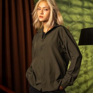 Women’s Oversized Flow Shirt in Olive Green
