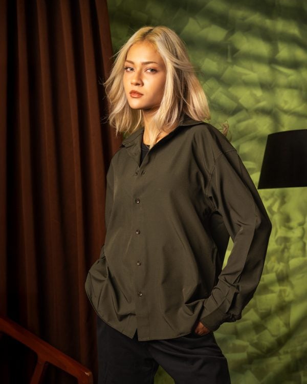 Women’s Oversized Flow Shirt in Olive Green