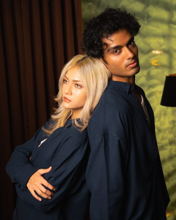 Men's Long Sleeve Oversized Button Down Shirt in Navy Blue - Image 6