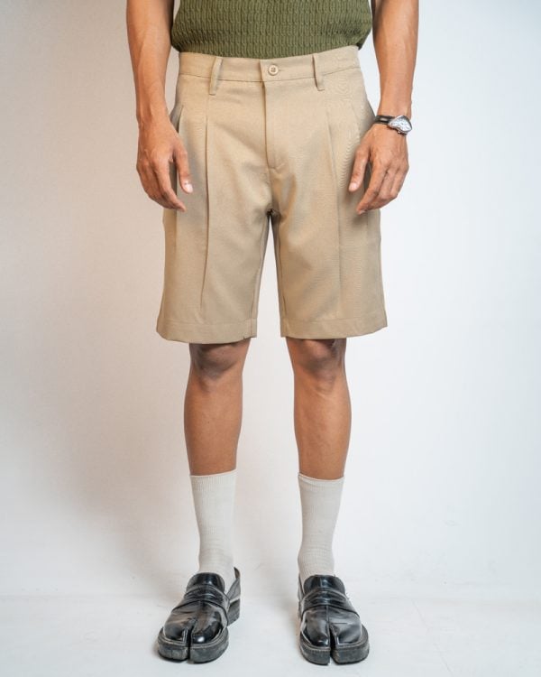 Pleated Summer Shorts in Cream - Image 2