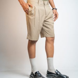 Pleated Summer Shorts in Cream