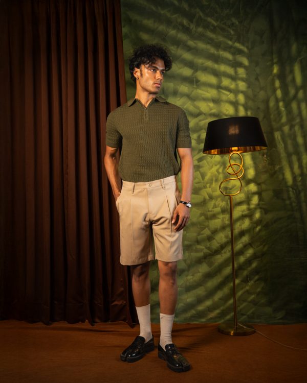 Pleated Summer Shorts in Cream - Image 4