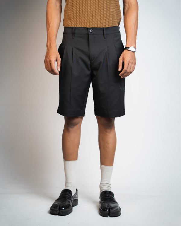 Pleated Summer Shorts in Black - Image 2