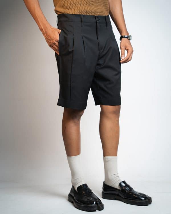 Pleated Summer Shorts in Black