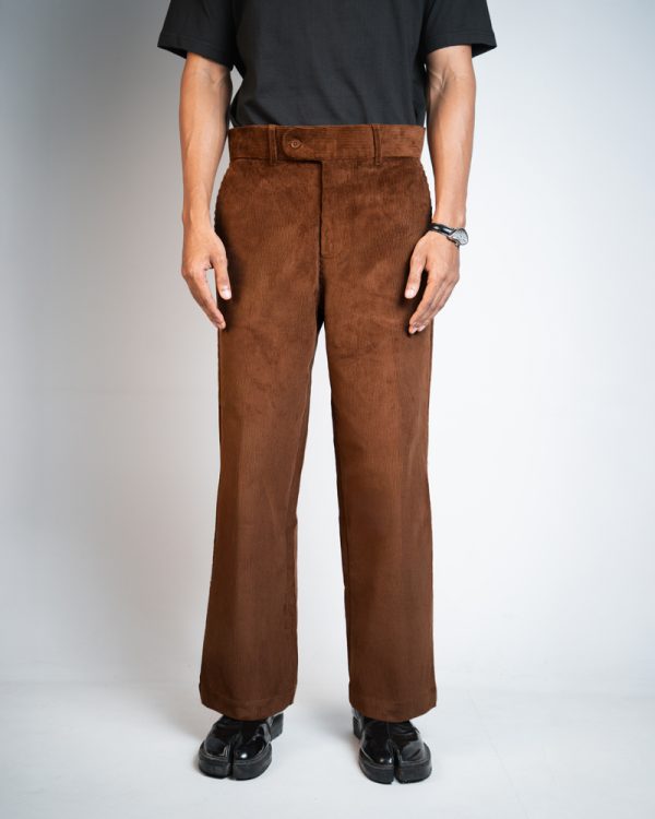 Men's Baggy Cord Pants in Brown - Image 3