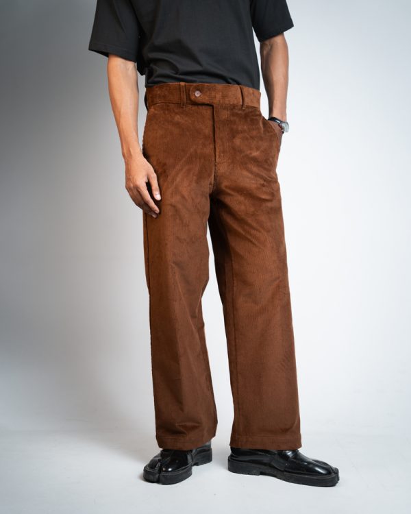 Men's Baggy Cord Pants in Brown - Image 4