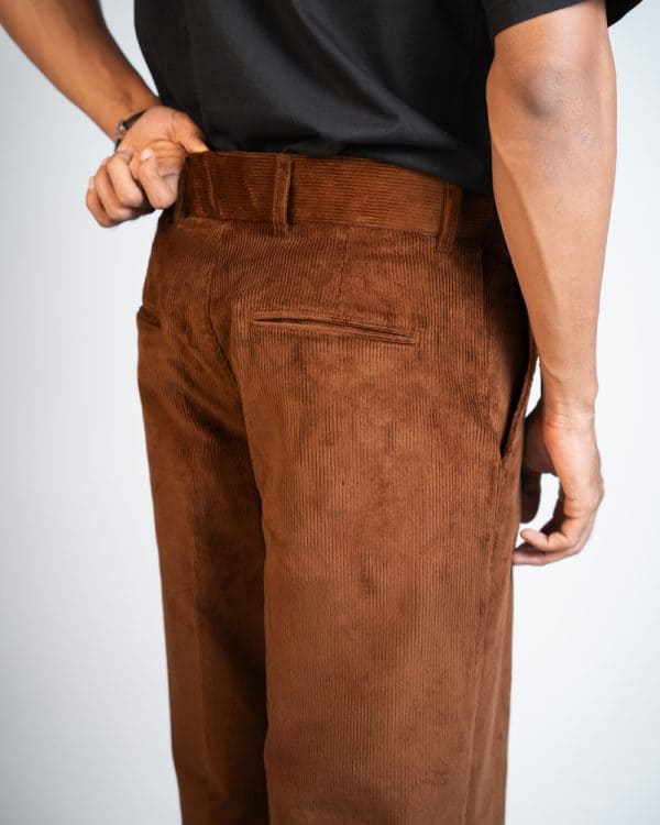 Men's Baggy Cord Pants in Brown - Image 5