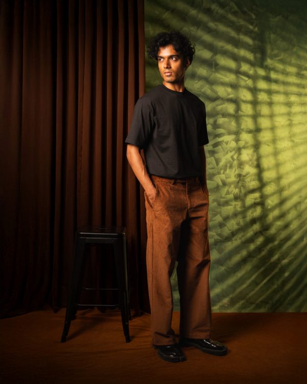 Men's Baggy Cord Pants in Brown - Image 2