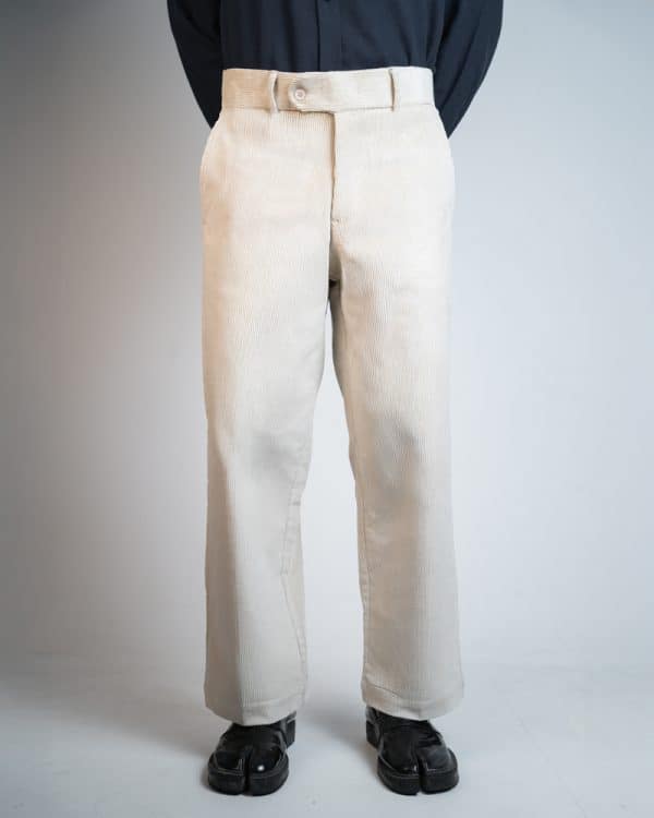 Men's Baggy Cord Pants in Off-White - Image 3