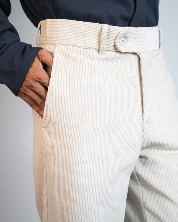 Men's Baggy Cord Pants in Off-White