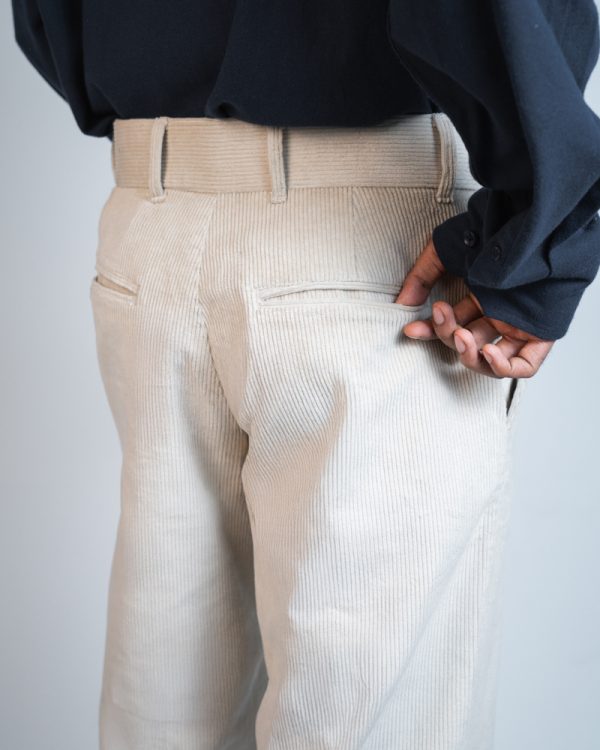 Men's Baggy Cord Pants in Off-White - Image 5