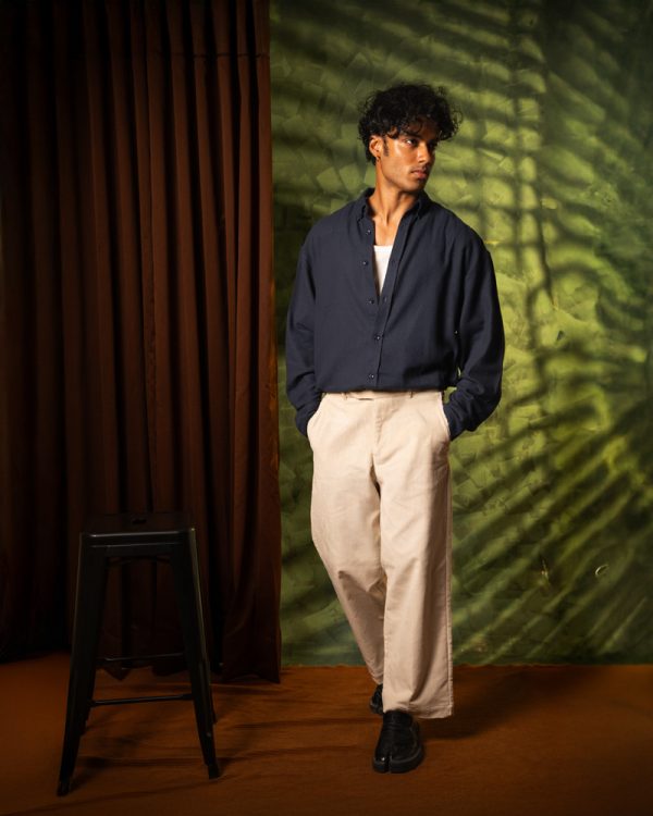 Men's Baggy Cord Pants in Off-White - Image 2