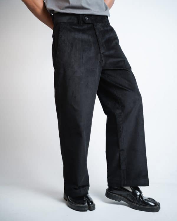 Men's Baggy Cord Pants in Black - Image 4
