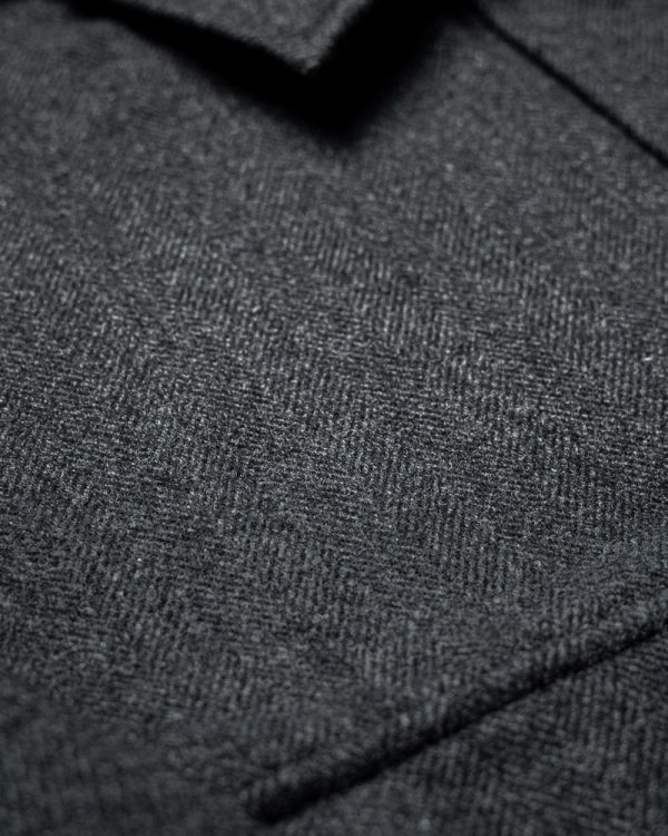 Women's Herringbone Patterned Thick Boxy Jacket in Onix Grey - Image 2