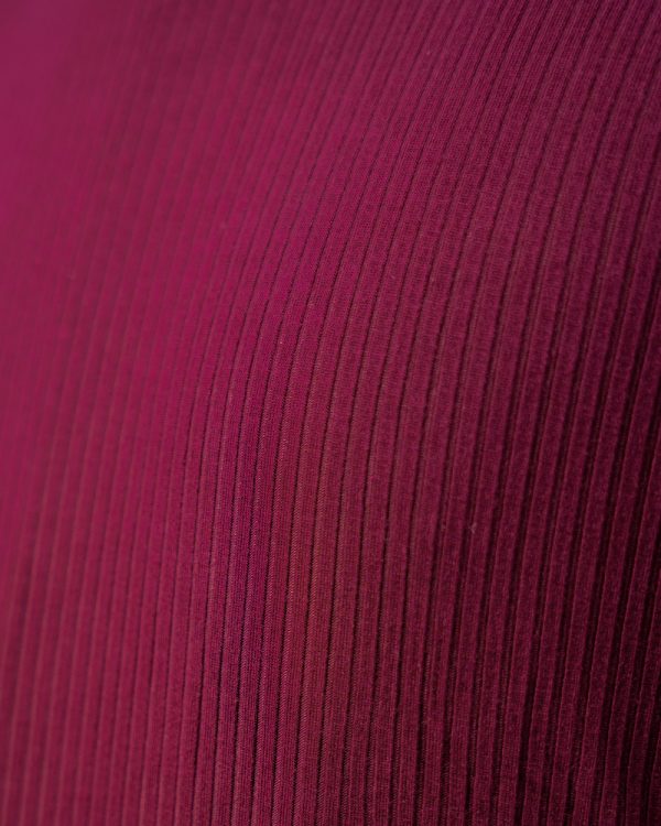 Premium Soft Textured Crewneck T-shirt in Maroon with Thin Stripes - Image 3
