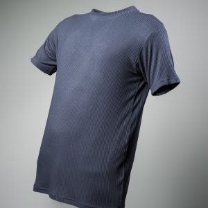 Premium Soft Textured Crewneck T-shirt in Payen's Grey with Thin Stripes