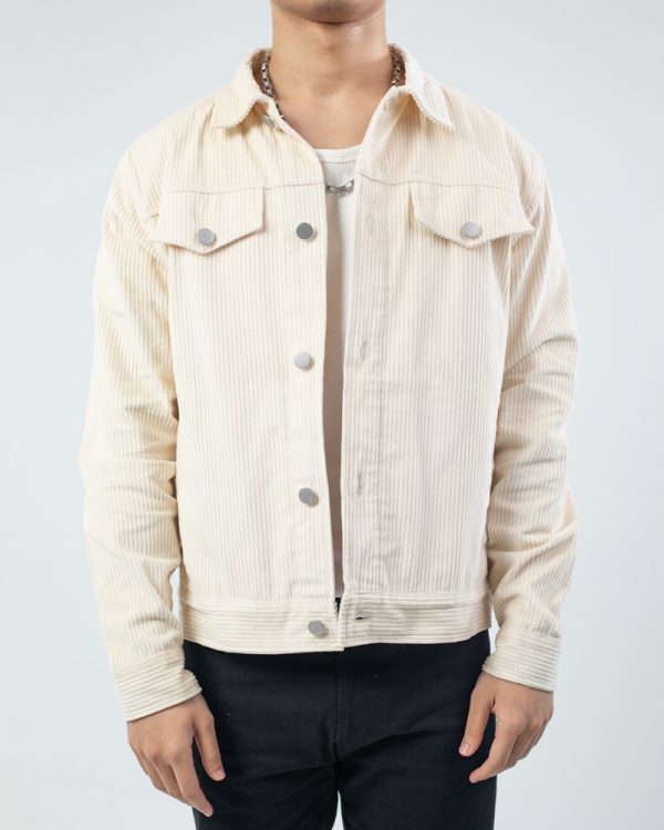 Men's Corduroy Jacket in White - Image 3