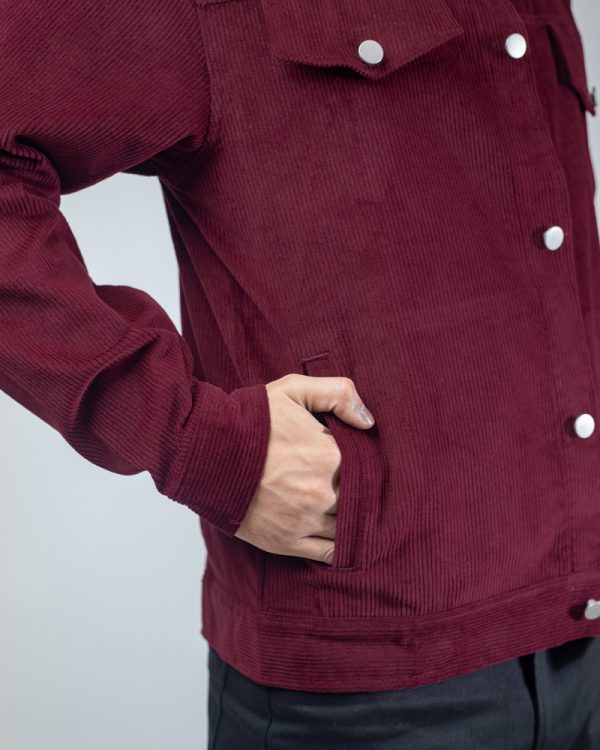 Men's Corduroy Jacket in Cherry Maroon - Image 8