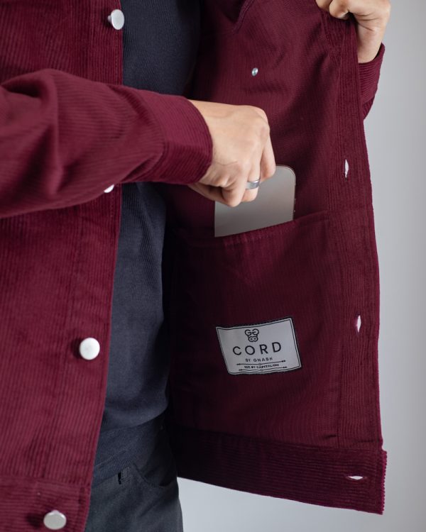 Men's Corduroy Jacket in Cherry Maroon - Image 7