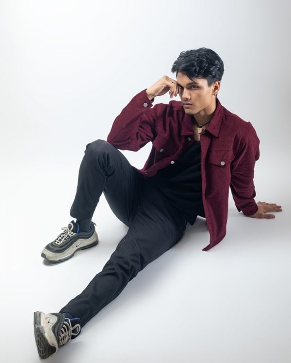 Men's Corduroy Jacket in Cherry Maroon - Image 5