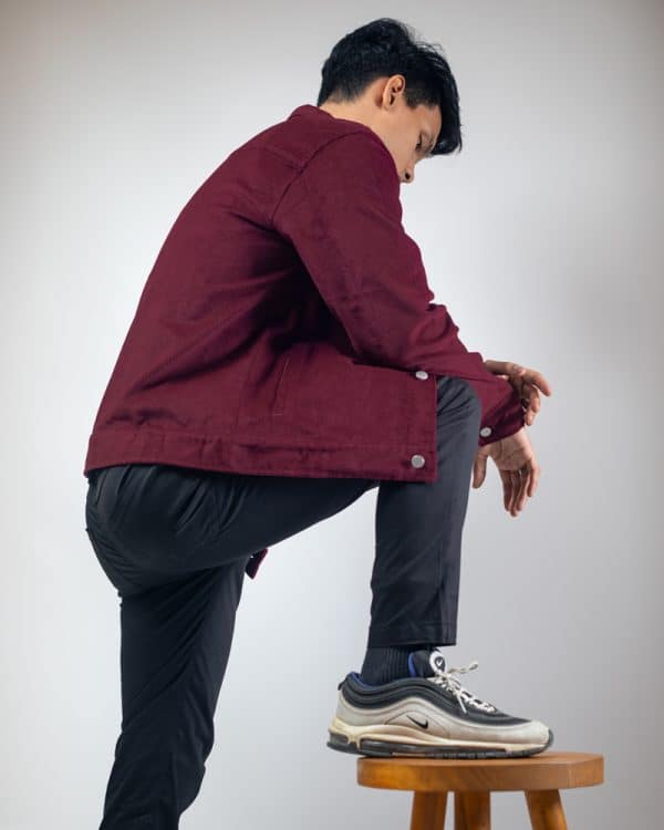 Men's Corduroy Jacket in Cherry Maroon - Image 4
