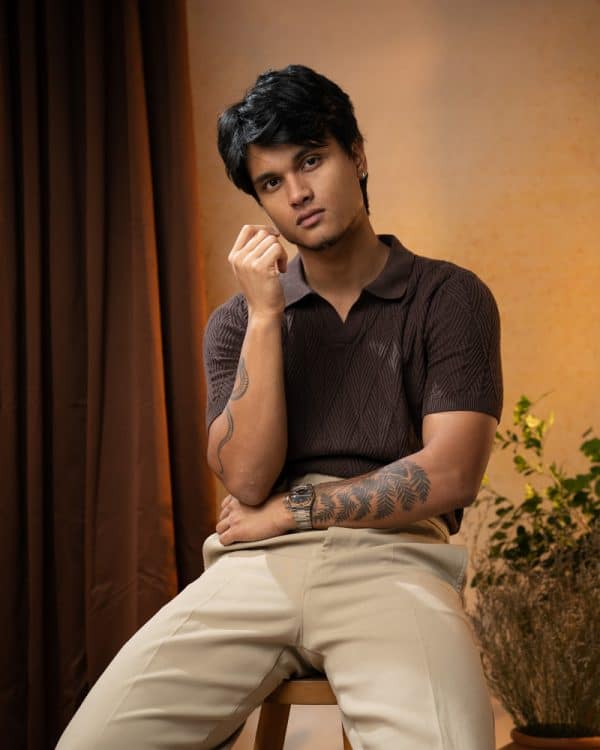 Men's Diamond Knit Polo in Dark Brown - Image 8