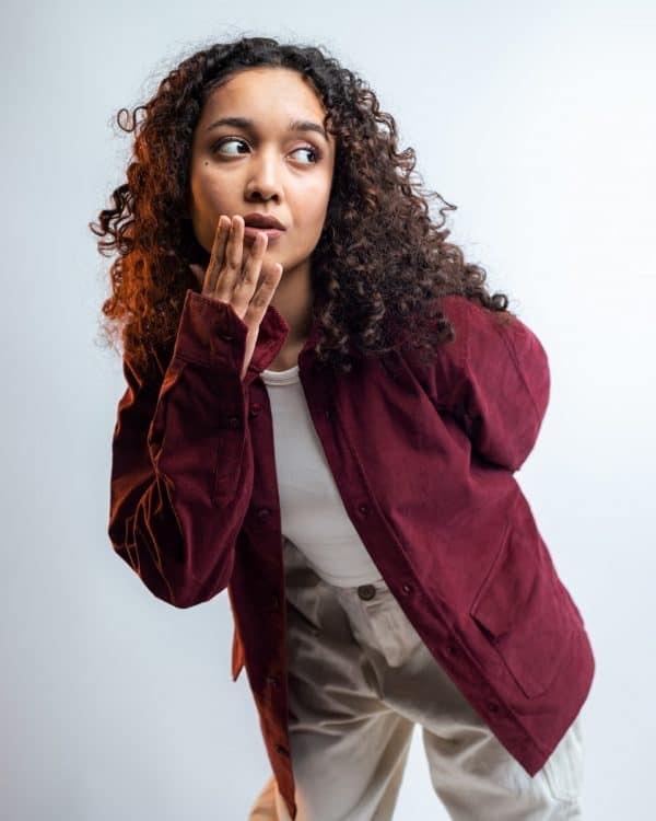 Women's Ribbed Cord  Shirts in Maroon 